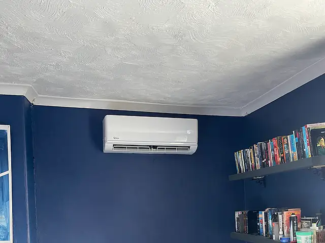 Domestic air conditioning in Westminster A split air conditioning unit in a home office, the kind of air conditioning we fit for homes in Westminster